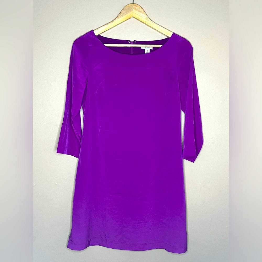 Old Navy Lined Dress Purple Neon 3/4 Sleeves Size S